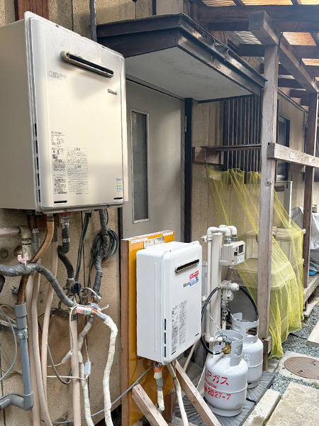 仮設給湯器設置後