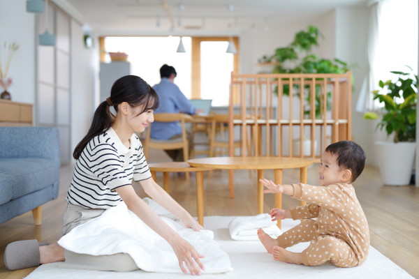 子育て世帯の洗濯の様子